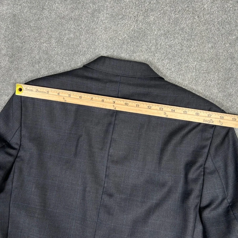 Lauren Ralph Lauren Blazer Windowpane Plaid  100% Wool Charcoal Gray Mens 42R